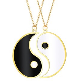 HLenyoy 2 Matching Yin Yang Bff Couples Necklace Friendship Girlfriend Women Men Best Friend Necklace Gifts for Valentine's Day Birthday, Stainless Steel