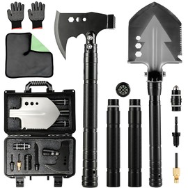 Camping Foldable Digging Shovel,MultiTool Steel Tactical Kit, Military Survival Shovel, Military Survival Gear Car, Emergency Compact, Off-Road Heavy Duty (Axe+Shovel Set)