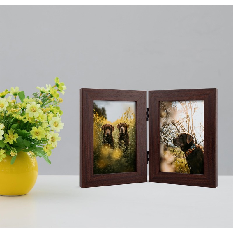 Frametory, 4x6 Double Picture Frame Hinged 2 Photos Frame Collage,