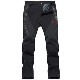 TACVASEN Men's Ski Pants Waterproof Hiking Pants Snow Pants Winter Pants Fleece Lined Pants Snowboard Pants Outdoor Pants Softshell Pants Black