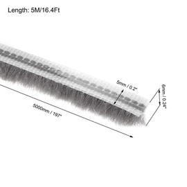 sourcing map Brush Weather Stripping, Card-Slot Seal Strip Pile Silicon Weatherstrip Door Sweep Brush for Door Window, 5M/16.4Ft Length, 5x6mm/WxH