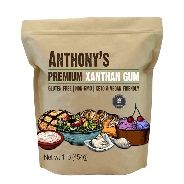 Anthony's Xanthan Gum, 1 lb, Batch Tested Gluten Free, Keto Friendly, Product of USA