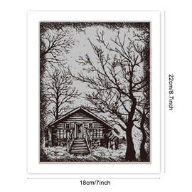 GLOBLELAND Winter Woods Cling Rubber Stamp Winter Woods 18x22cm Cling Stamps for Card Making and Photo Album Decor Decoration and DIY Scrapbooking