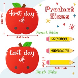 First and Last Day of School Board, 3D First Day of School Board Double Sided Back to School Board for Kids, 1st Day of Preschool Kindergarten Board Classroom Photo Props Back to School Party Supplies