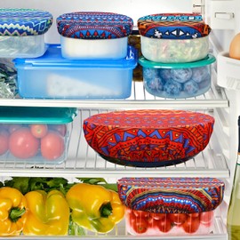 10 Pieces Bowl Covers Reusable in 5 Size Stretch Cloth Fabric Bowl Covers Elastic Food Storage Covers Cotton Bread Bowl Covers Reusable Lids for Food, Fruits, Leftover (Fresh Style)