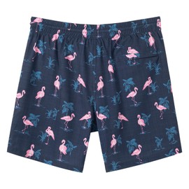 SURF CUZ Mens Swim Trunks with Compression Liner Quick Dry Swim Shorts 7" Swimming Trunks Stretch Bathing Suit Zipper Pockets,Flamingo-Black,L