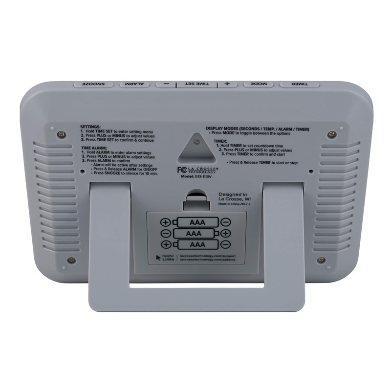 La Crosse Technology 513-113W Digital White Wall Clock with Temperature