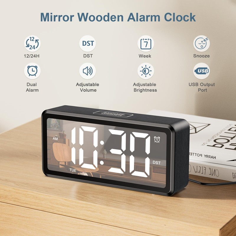 Ankilo Alarm Clocks Bedside, Digital Alarm Clock for Heavy Sleepers