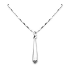 Sterling Silver Slender Teardrop Pendant Necklace for Women Teen Girls Minimalist Casual Layering Necklace for Everyday Wear Slender Drop Necklace (16 inches plus 2-inch extender)