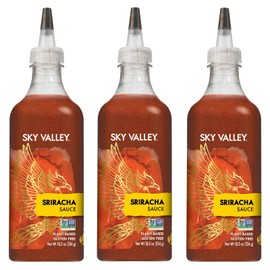 Sky Valley Sriracha Sauce - Hot Sauce, Made with Red Jalapeno Peppers, Gluten Free, Vegan, Non-GMO, Less Than 2g of Sugar per Serving, 5 Calories per Serving - Sriracha Hot Sauce, 18.5 Oz, 3 Pack