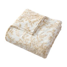 Laura Ashley - Twin Heated Blanket, Ultra-Soft Plush Throw Blanket w/Sherpa Reverse, Medium Weight Bedding w/ 10 Heat Settings & Auto Shut-Off (Bedford Beige)