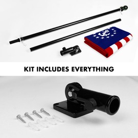 G128 Combo Pack: 5 Ft Aluminum Spinning Flagpole (Black) & American USA Yacht Ensign Flag 2.5x4 Ft, ToughWeave Series Embroidered 300D Polyester | Pole with Flag Included