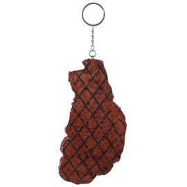 UPKOCH 1:1 Steak Keychain Fake Artificial Steak Key Ring Simulation Food Key Pendant Bag Purse Charms for Bag Purse Backpack Car Birthday Holiday Party Favor, Light Brown, 14.00X7.00X1.50CM