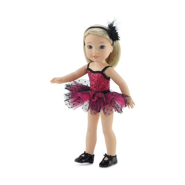 Emily Rose 14 Inch Doll Clothes Accessories | 5 Piece 14" Doll Jazz Ballet Ballerina Dance Recital Outfit, Includes Real Tap Shoes! | Gift Boxed! | Compatible with American Girl Wellie Wishers Dolls
