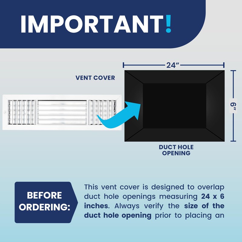 24x6 Inch (Duct Opening) Aluminum 3-Way Air Flow Vent –