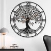 Dankeit Tree of Life Wall Clock, 24Inch Metal Black Family