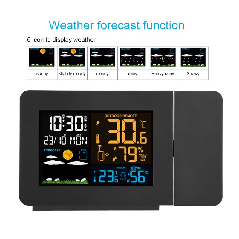Weather Forecast Temperature Detection Projection Alarm Clock Waterproof Digital Clock