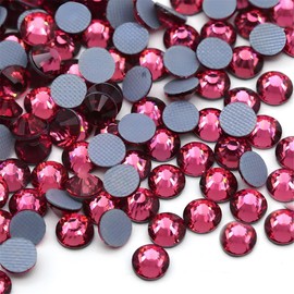 Hotfix Rhinestones Flatback Glass Rhinestone 6000PCS SS6 1.9-2.0MM Round Gems for Nails Art Glitter Crystals Stone DIY Bags Clothes Shoes (Rose Red)