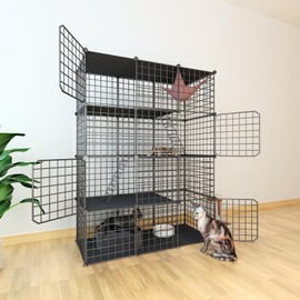Indoor Cat Cage Enclosure DIY,Cat Playpen Catio Thick Metal Wire Kennels for 1-3 Cats Kitten Cage Detachable Patio Cat Crate（Only Cage）