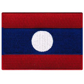 Cypress Collectibles - Laos Flag Patch - Premium Embroidered Appliqué - Asian Country Iron On Patches - Dimensions: 3.5" x 2.5"