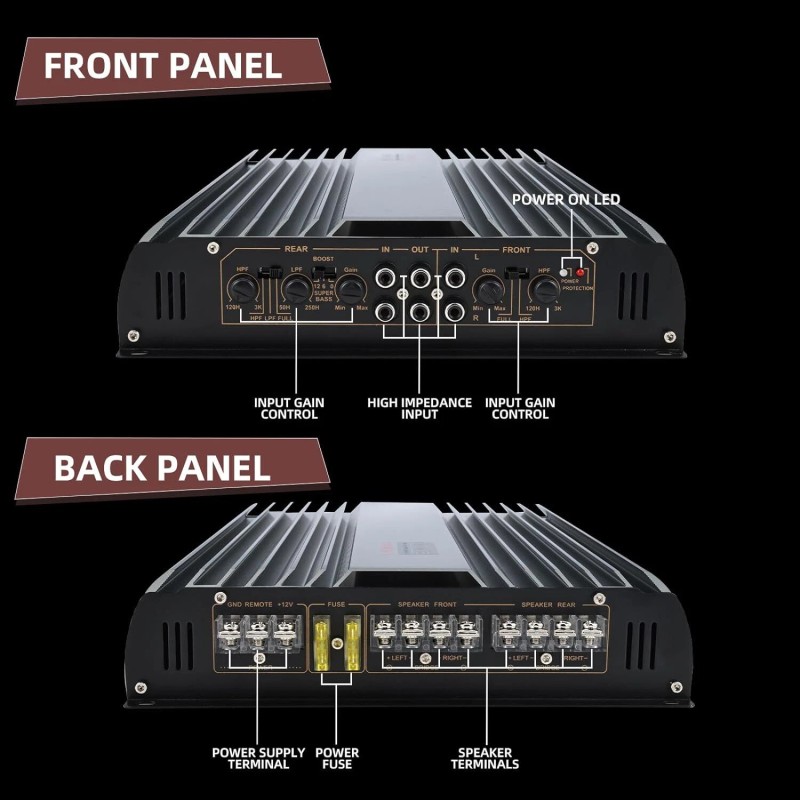 Yaeccc 3200W 4 Channel Car Amplifier 2 to 4 Ω