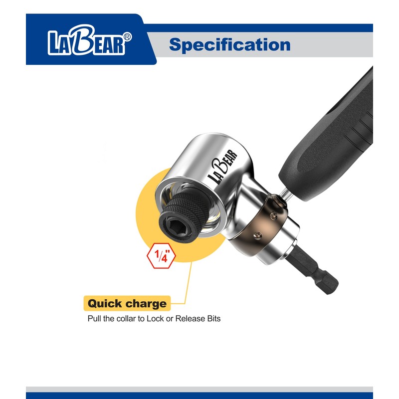 LABEAR - Right Angle Adapter, 2-in-1 Attachment, Easily Swap Out