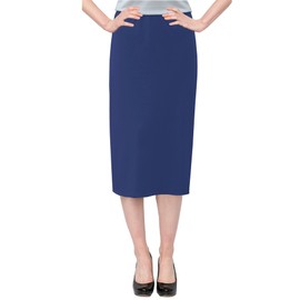 Baby'O - Falda recta de punto elástica para mujer, de 26 pulgadas, longitud por debajo de la rodilla, para mujer, Real, 4