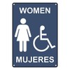 Weatherproof Plastic Vertical ADA Women - Mujeres Accessible Restroom Sign