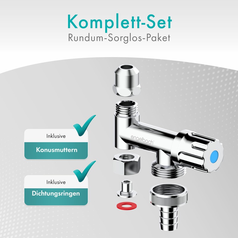 Engelbach® Universal Eckfix Device Additional Valve with Backflow Preventer -