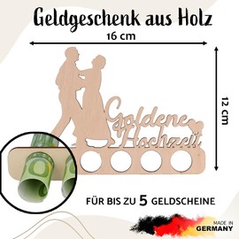 Spruchreif Money Gift Golden Wedding Original Wooden Gift Money Gifts & Gift Ideas for Anniversary & 50 Years of Marriage