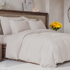 Duvet Cover Queen Size Set - Extra Soft Queen Size Duvet Cover - 90" x 90" Queen Duvet Cover w/ 2 Pillow Shams - Easy Care & Fade Free - Hotel Luxury Duvet Cover w/ Zipper Closures & Ties (Light Grey)