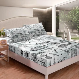 Aircraft Fitted Sheet Twin Size,Sketch Tank Cars Bedding Set for Boys Kids Teens Men Room Decor,Light Army Green White Camo Bed Sheet Modern Transport Equipment Deep Pocket Sheet,1 Pillowcase