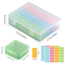 SacJkt Storage Box, 30-Piece Small Storage Box with Lid and Stickers, Organiser Box for Beads, Jewellery, Craft Projects, Hair Accessories, Sewing Accessories (Multi-Colour)