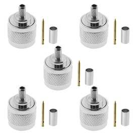 5 Sets N Type Straight Crimp Adapter N Type Male Crimp On Plug Connector N-Type Male Plug Crimp Fit for 50-3 RG58 Coax Series Cable