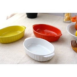 Oval Simple Au Gratin Plate, White