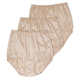 Dixie Belle Women's Underwear Nylon Brief High Waist Scallop Trim 3-Pack 719, Nude, 8