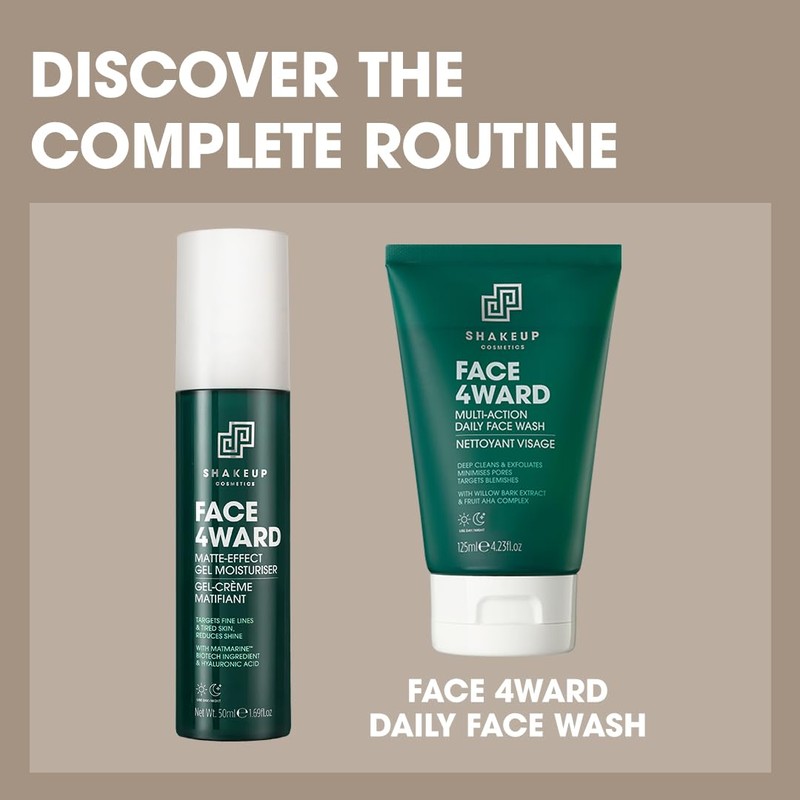 Shakeup Cosmetics Men's Face Moisturiser, Matte-Effect Oil-Control Gel, 50ml, Lightweight