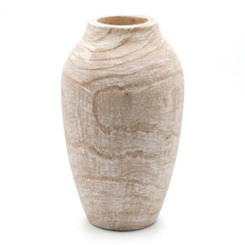 Rustic Handcrafted Wood Decorative Vase, Natural Wood, Farmhouse Style