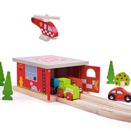 Bigjigs Rail, Firestation Shed, Wooden Toys, Bigjigs Train Accessories, Wooden Fire Station, Wooden Shed, Rescue Vehicles Toys, Wooden Train Sets, Wooden Toys For 3 4 5 Year Olds