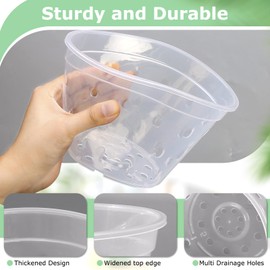 YOPIKUU YOPIKUU Orchid Pot, 8 Pack 3 Inch Orchid Pots with Holes and Saucers,Clear Plastic Flower Plant Pot for Indoor Outdoor Plants,Slotted Orchids Planter(3Inch)