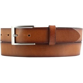 BELTINGER Children's Belt Vintage Look 3 cm Jeans Belt Made of Full Cowhide Leather for Boys 30 mm with Blackened Edges, Cognac Silver