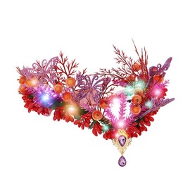 Campsis Fairy Headpiece Light Up Elf Crown Butterfly Forest V-Shape Headbands Berry Woodland Head Piece Renaissance Costume Headwear for Women and Girls