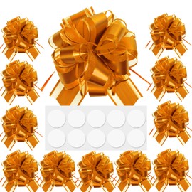 KJSHENDI Gifts Wrapping Pull Bows: Bulk Premium Matte Gold Ribbon Bows for Presents - Gift Wrap Accessiroes for Holiday Decorations & Easter & Mother's Day(6 Inch 12 Pack)