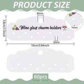 BENECREAT 60 Pcs Paper Wine Glass Charm Holder, White Wine Charm Card, Wine Charm Display Cards with 10 Holes for Wine Glass Charms Storage, Sale, Packaging