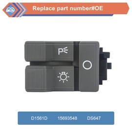 D1561D Headlamp Switch, Headlight Dome Light and Dimmer Switch Control Compatible with GMC Chevy Vehicle 1990-1995 Yukon Blazer C1500 C2500 C3500 K1500 K2500 K3500, Replace#15693548 19245374 DS647