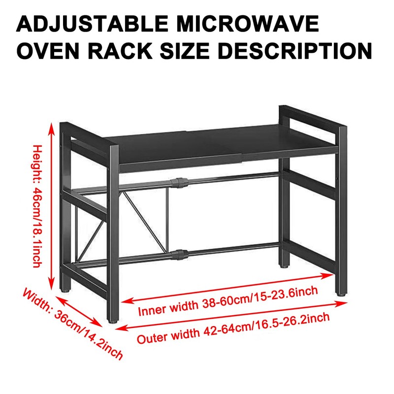 ZrgGea Microwave Stand, Microwave Oven Rack, Expandable Microwave Stand Countertop