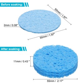 uxcell Soldering Sponge 1.97" x 1.97" Round Sponge Replacement Welding Soldering Iron Tip Cleaning Pads Soldering Iron Special High Temperature Sponge Blue 20pcs