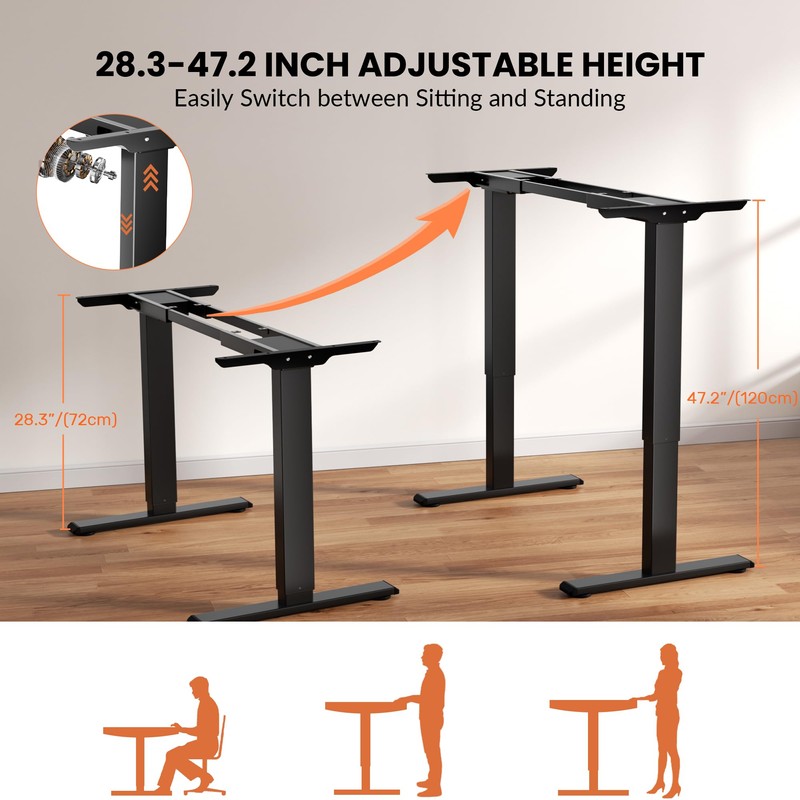 Dual Motor Electric Standing Desk Frame, Height Adjustable Desk Legs