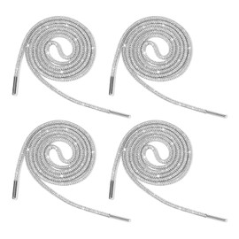FDGGT 4 Pieces Rhinestone Studded Shoelaces, Glitter Shoelaces, Creative Shoelaces, Decorative Shoelaces, Shoelaces Replacement, White Diamond