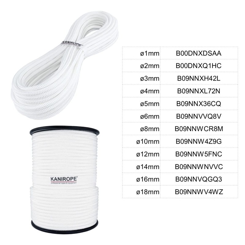 Kanirope® Nylonseil Polyamidseil Seil NYLONBRAID 2mm 500m 8-fach geflochten